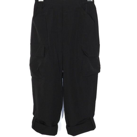 Halara Black Lightweight Nylon Blend High Waist Pull On Crop Cargo Pants Size XS - Picture 11 of 13